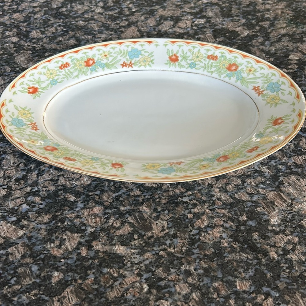 BAUM BROS CHATAM OVAL FLORAL DISH MADE IN POLAND